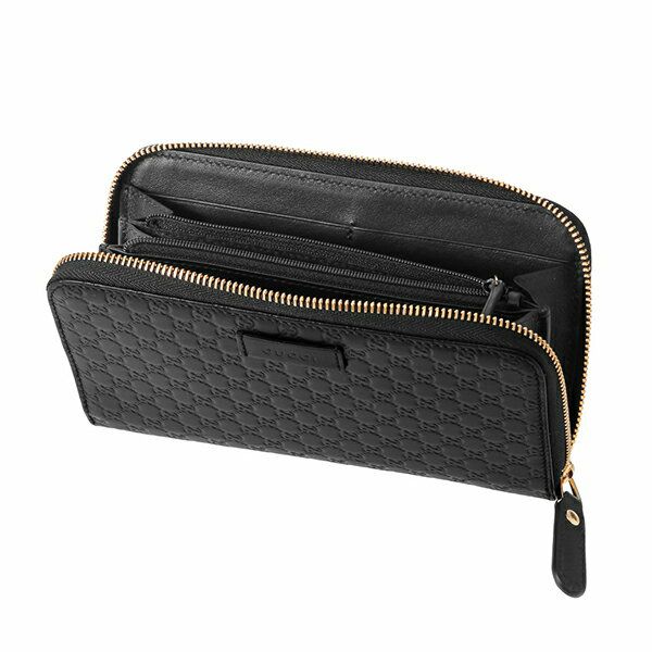 グッチ(GUCCI) 長財布(ラウンドファスナー) 449391 BMJ1G 1000 MICRO GUCCI SSIMA 【アウトレット】 マイクロ グッチ シマ BLACK ブラック 黒