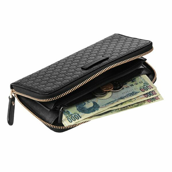 グッチ(GUCCI) 長財布(ラウンドファスナー) 449391 BMJ1G 1000 MICRO GUCCI SSIMA 【アウトレット】 マイクロ グッチ シマ BLACK ブラック 黒