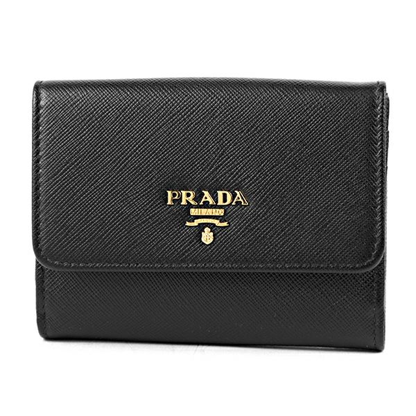 プラダ PRADA 2つ折り財布 1MH523 QWA F0002 サフィアーノ メタル ブラック 黒 NERO | ブランドストリートリング【本店】