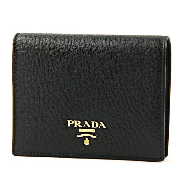 プラダ(PRADA) 2つ折り財布 1MV204 2E3A F0002 VITELLO GRAIN ヴィッテロ グレイン NERO(ネロ) ブラック  黒 | ブランドストリートリング【本店】