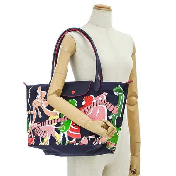 ロンシャン(LONGCHAMP) トートバッグ 1899 352 080 LE PLIAGE ILLUSTRATION ル・プリアージュ  イラストレーション トートバック Lサイズ MULTI COLOR ネイビー マルチ | ブランドストリートリング【本店】