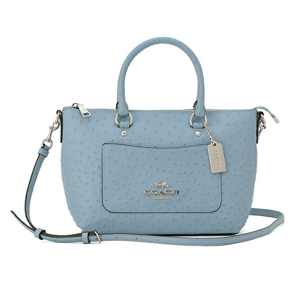 コーチ COACH ハンドバッグ F44720 SVCF オーストリッチエンボスレザー ライトブルー 水色/シルバー CORNFLOWER |  ブランドストリートリング【本店】