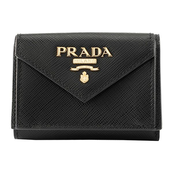 プラダ PRADA 3つ折り財布 1MH021 2E3K F0002 サフィアーノ レター ブラック 黒 NERO | ブランドストリートリング【本店】