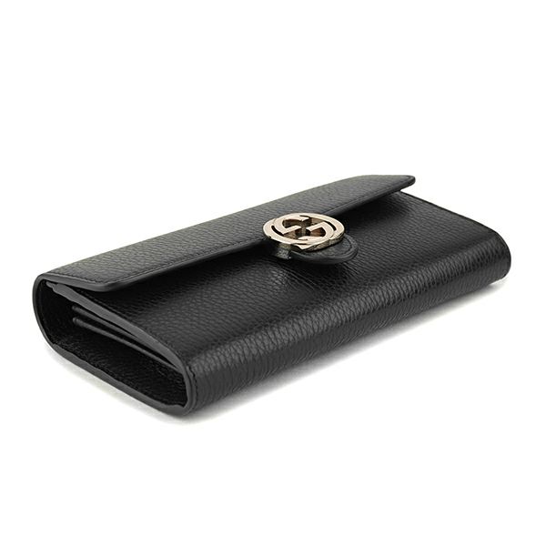 グッチ GUCCI 長財布 615524 CAO0G 1000 ダラーカーフ ブラック 黒