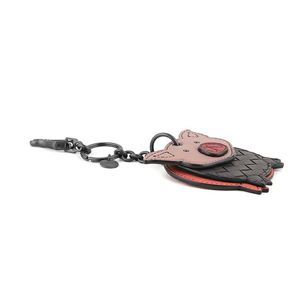 ボッテガヴェネタ(BOTTEGA VENETA) キーホルダー 550012 V005X 8736 INTRECCIATO イントレチャート  PIGGY KEYRING PINK/RED ピンク/ブラウン系 | ブランドストリートリング【本店】