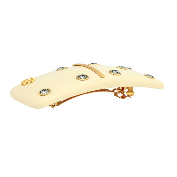 Tory Burch バレッタ キラ アイボリー ロゴ クリップ トリーバーチ TORY BURCH バレッタ 髪留め ヘアアクセサリー